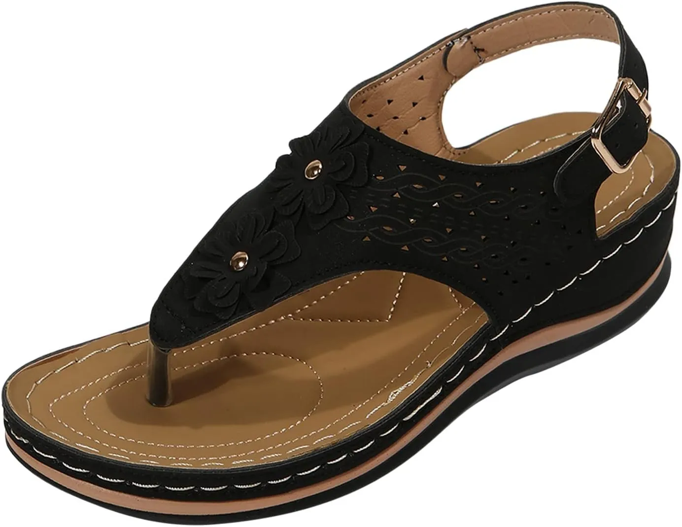 Eduavar Sandalias para Mujer, Orthopedic Sandals for Women Closed Toe Sandals Plarform Sandals with Back Strap