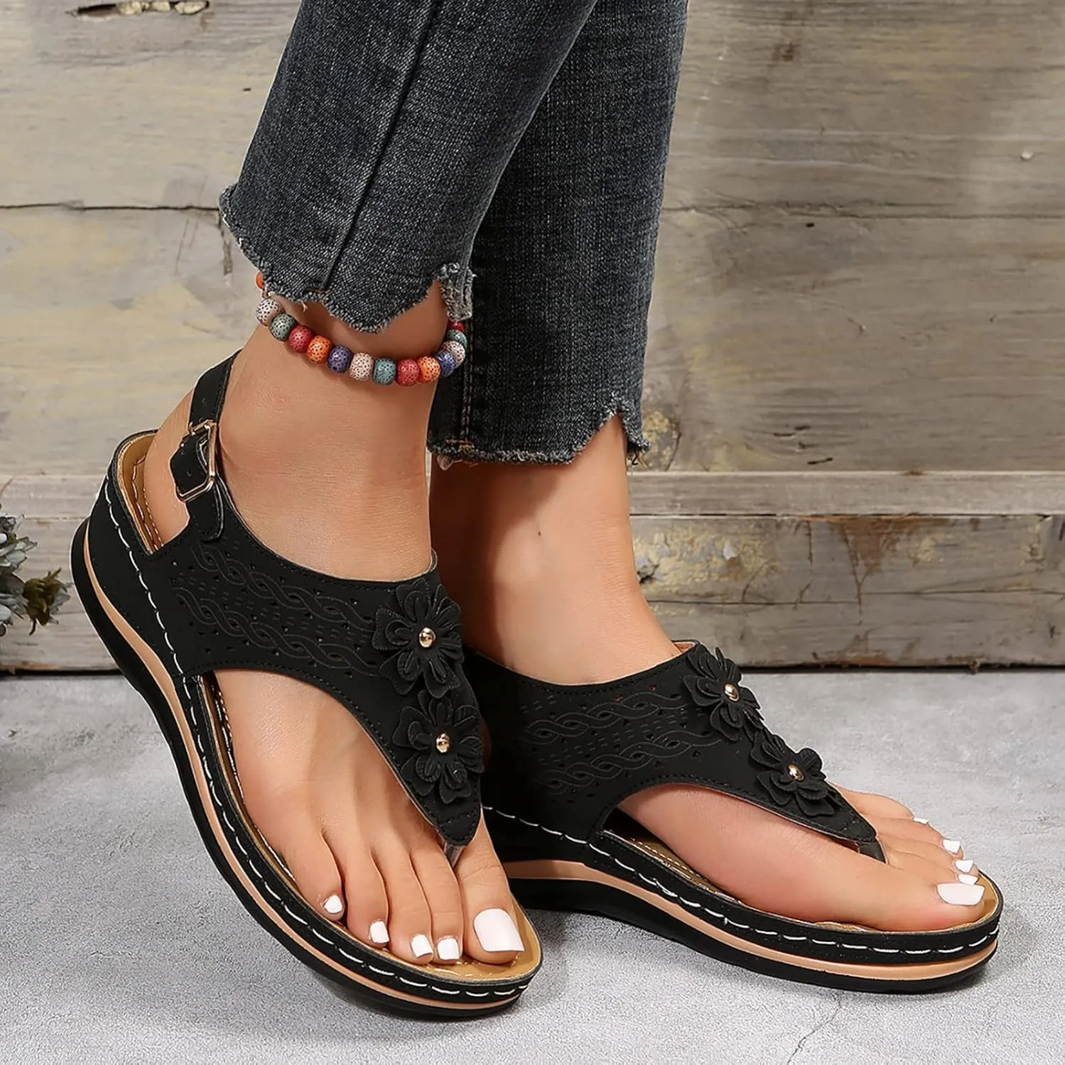 Eduavar Sandalias para Mujer, Orthopedic Sandals for Women Closed Toe Sandals Plarform Sandals with Back Strap