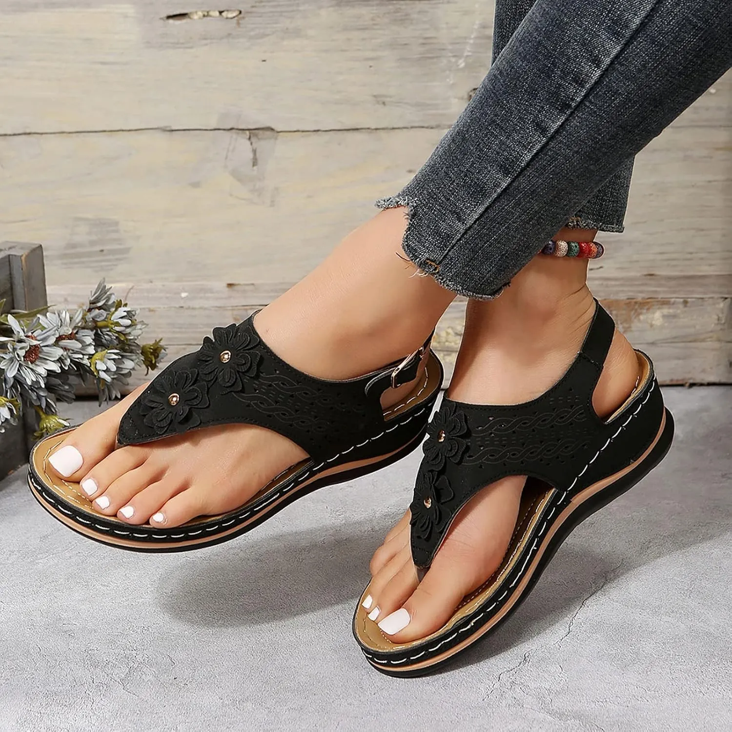 Eduavar Sandalias para Mujer, Orthopedic Sandals for Women Closed Toe Sandals Plarform Sandals with Back Strap