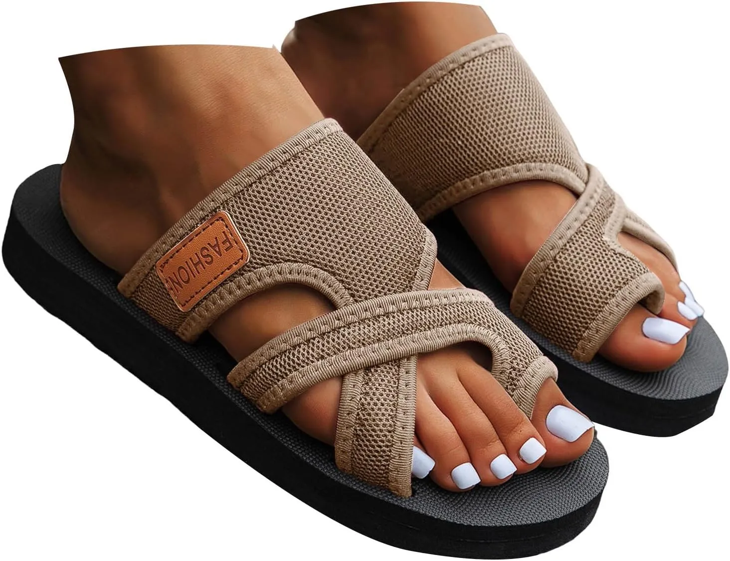 Eduavar Sandals for Women 2025 Dressy Orthopedic Slides Slip on Arch Support Flip Flops Comfortable Summer Beach Slippers