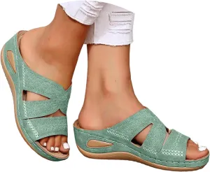 Eduavar Summer Sandals for Women, Orthopedic Sandals for Women Retro Sandals Open Toe Anti-Slip Comfy Walking Sandals