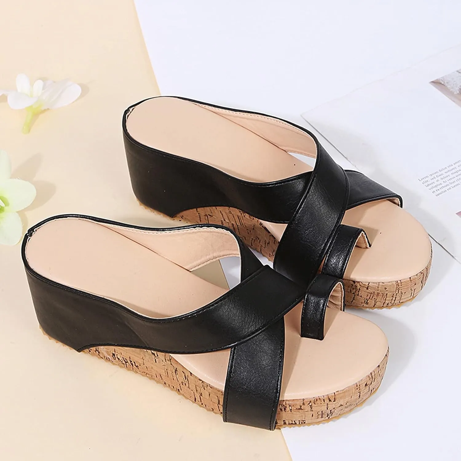 Eduavar Wedge Sandals for Women, Sandals Women Dressy Summer Ankle Strap Buckle Sandals Closed Toe Wedge Sandals