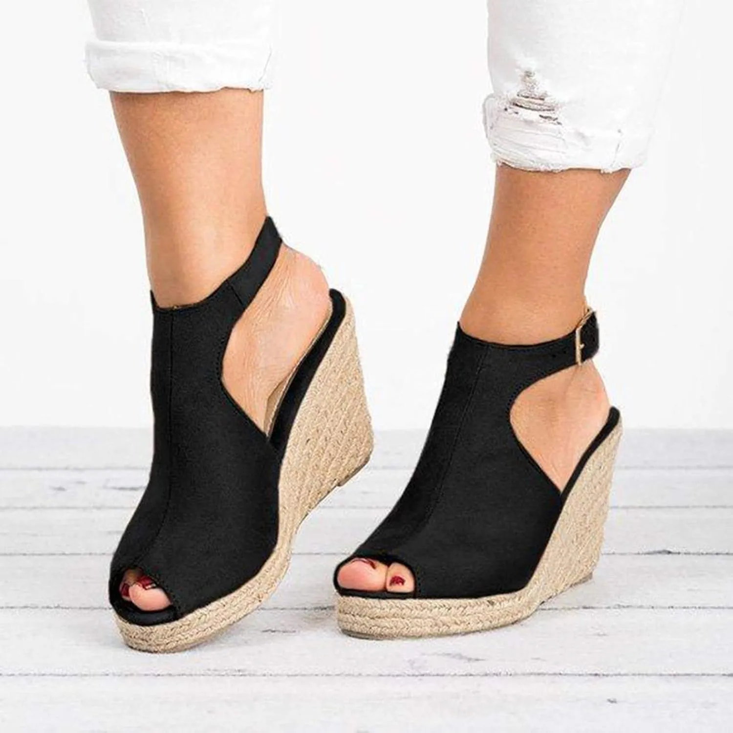 Eduavar Wedge Sandals for Women, Sandals Women Retro Roman Sandals Summer Breathable Sandals Outdoor Flip Flops