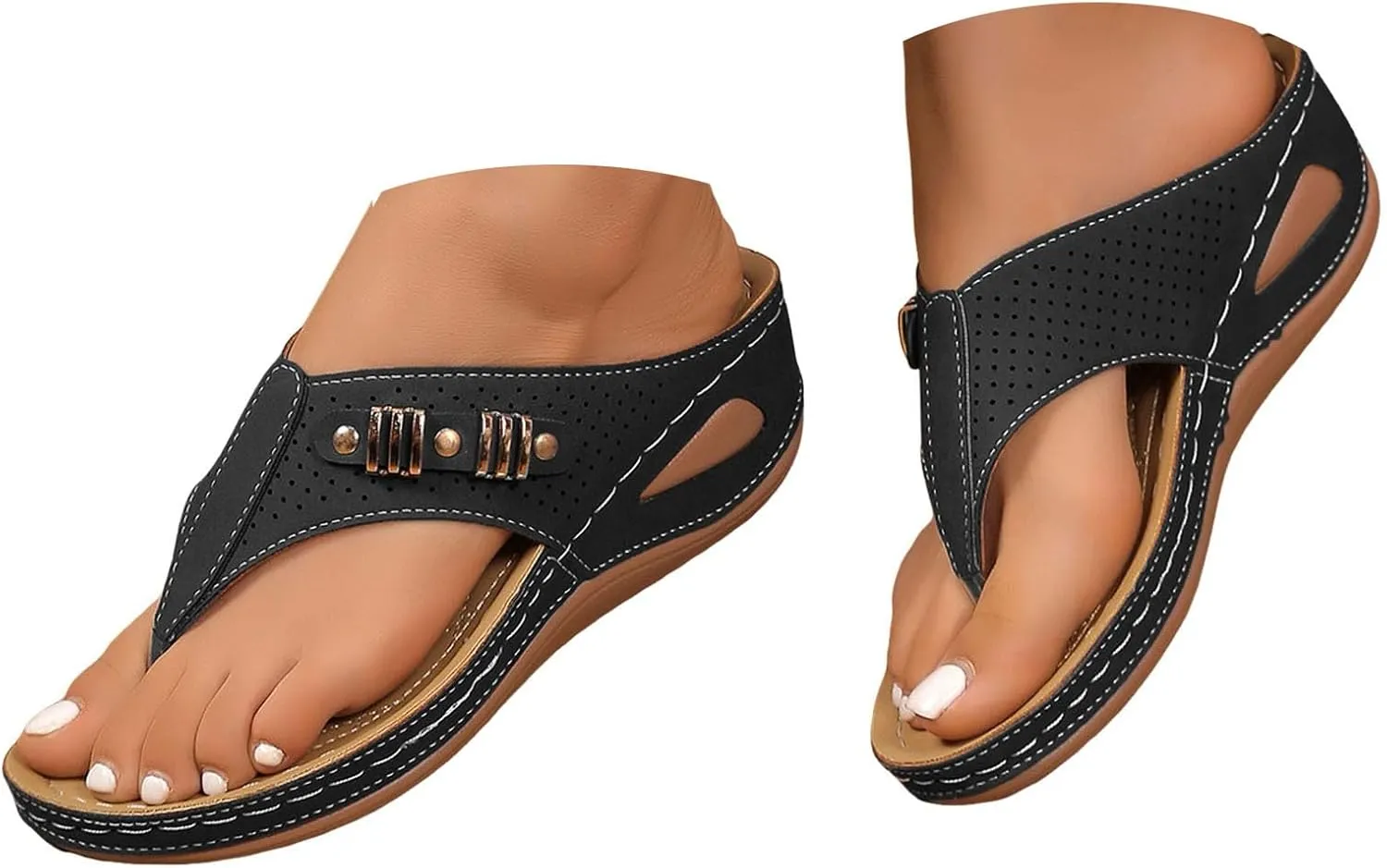 Eduavar Wedge Sandals for Women, Wedge Sandals for Women Comfy Platform Sandals Open Toe Slippers Treavl Sandals