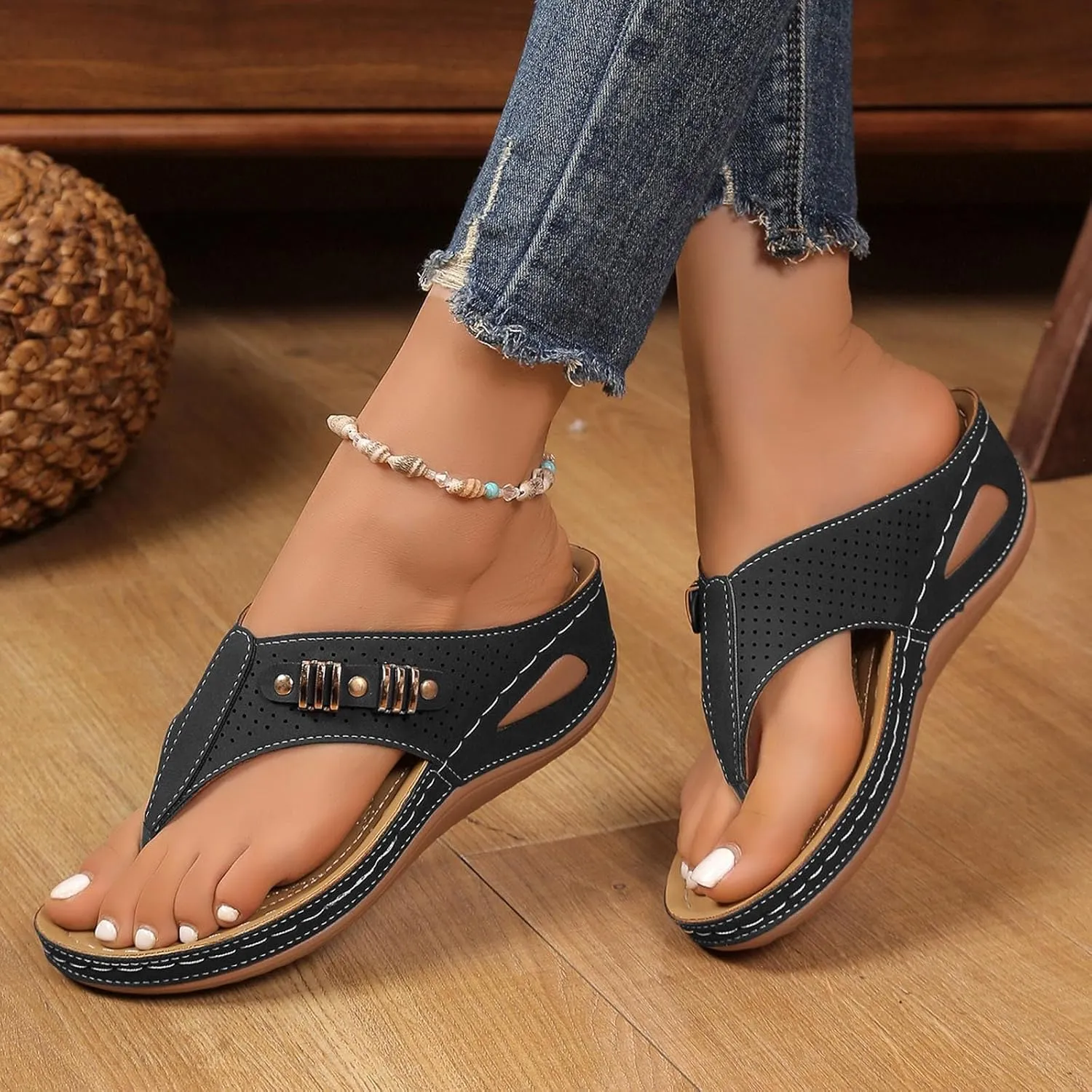 Eduavar Wedge Sandals for Women, Wedge Sandals for Women Comfy Platform Sandals Open Toe Slippers Treavl Sandals