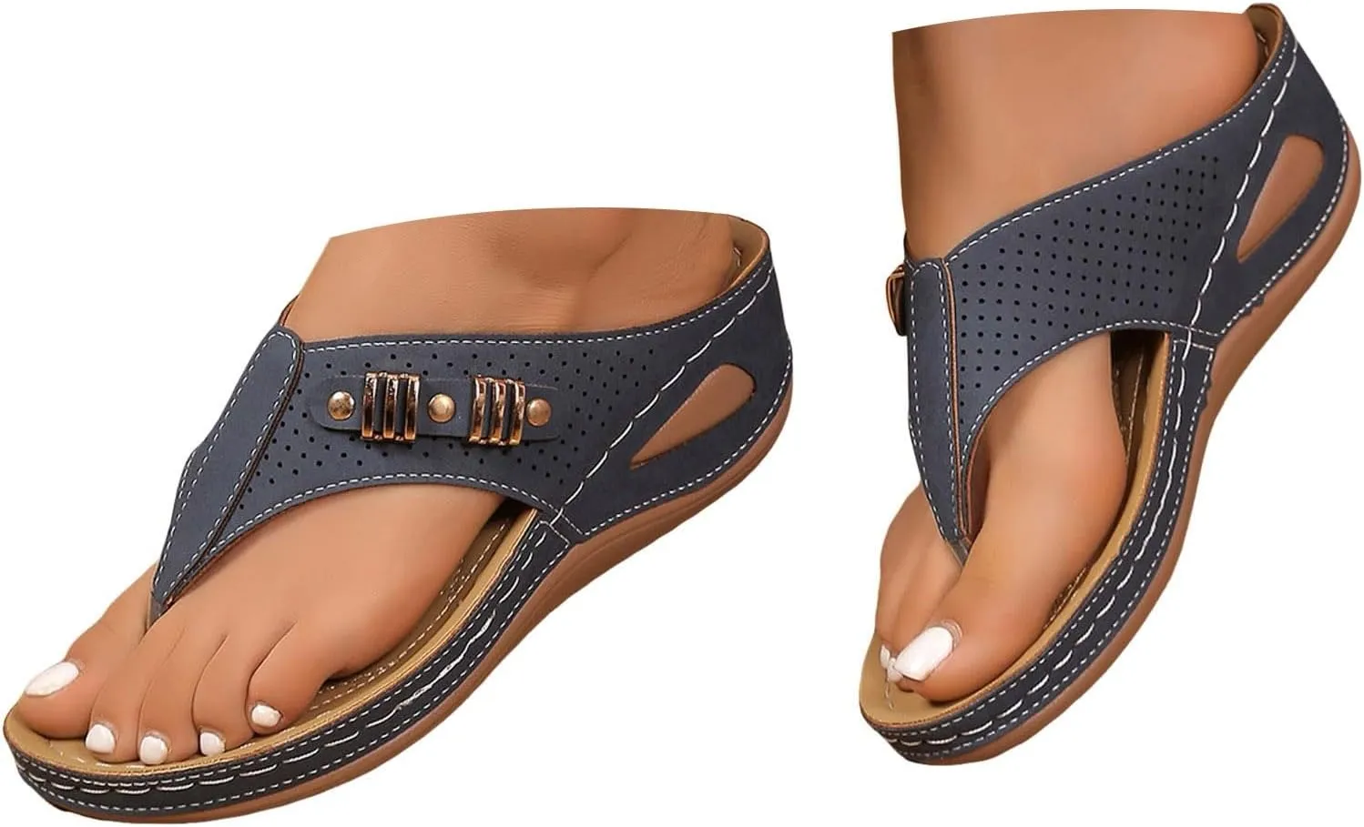 Eduavar Wedge Sandals for Women, Wedge Sandals for Women Comfy Platform Sandals Open Toe Slippers Treavl Sandals