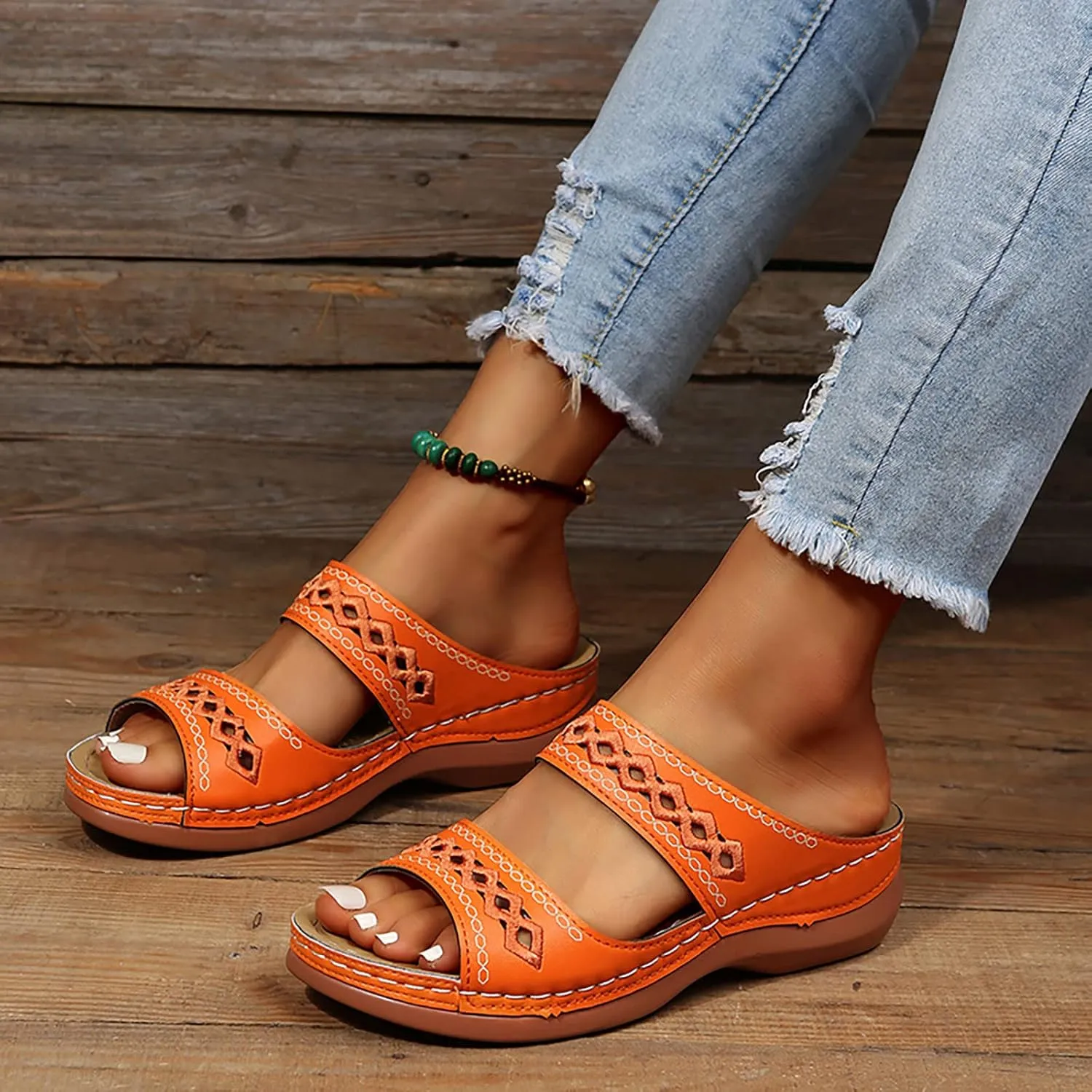 Eduavar Womens Sandals Dressy, Sandals Women Comfortable Sandals Slippers Open Toe Wedge Sandals with Arch Support