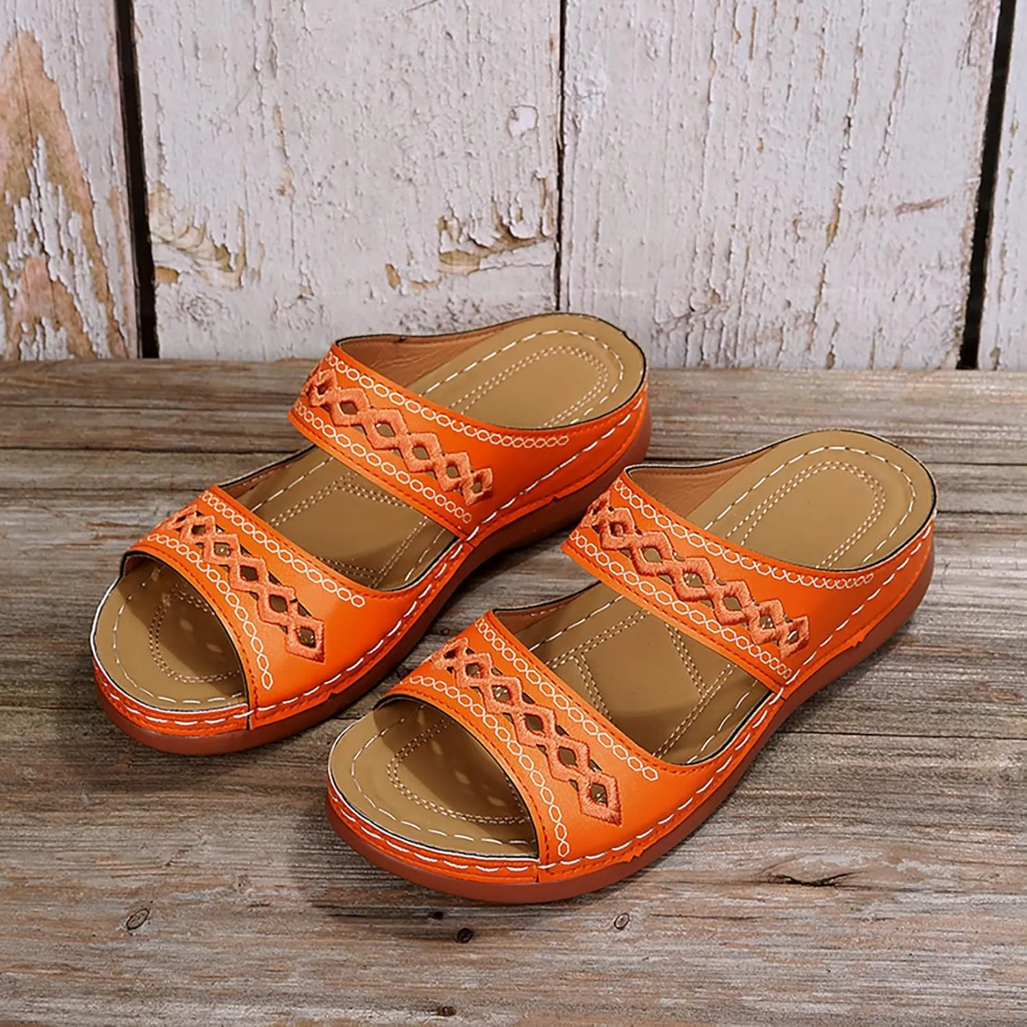 Eduavar Womens Sandals Dressy, Sandals Women Comfortable Sandals Slippers Open Toe Wedge Sandals with Arch Support