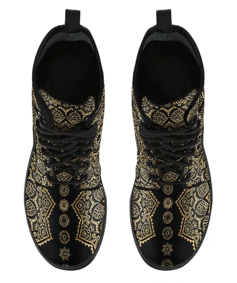Elephant Mandala Women's Vegan Leather Combat  Boots
