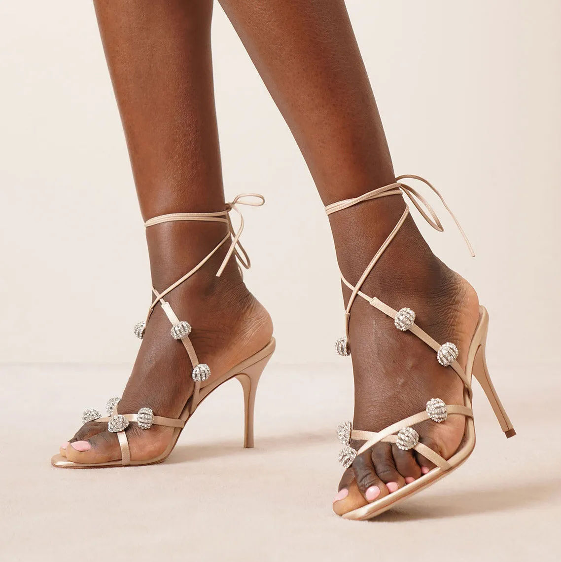 Elsaka 90 nude satin sandals