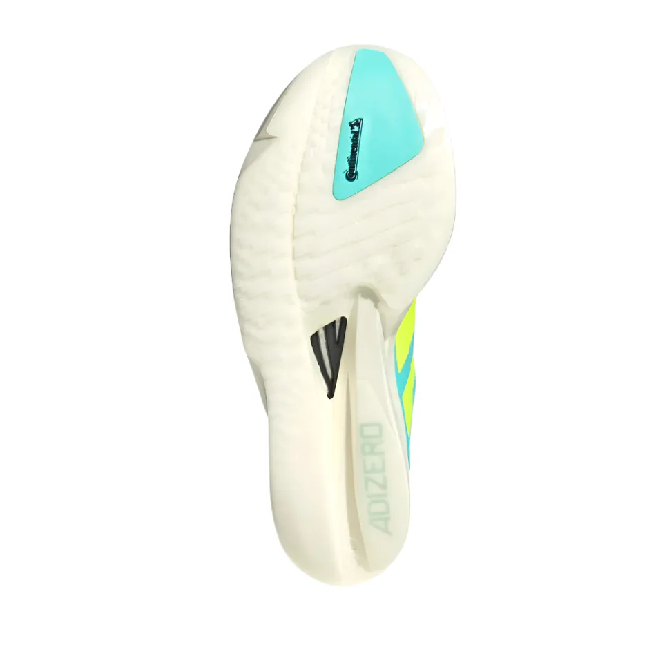 Vertical Flex Grooves Stability Guide Adidas Men's Takumi Sen 11 Running Shoes in Flash Aqua/Zero Metalic /Mint Ton AW25