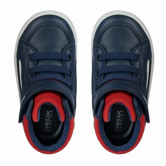 Geox scarpa alta da bambino con laccio elastico e velcro Gisli B361ND 05410 C0735 blu-rosso single - density - midsole - feature shoes running in winter shoes