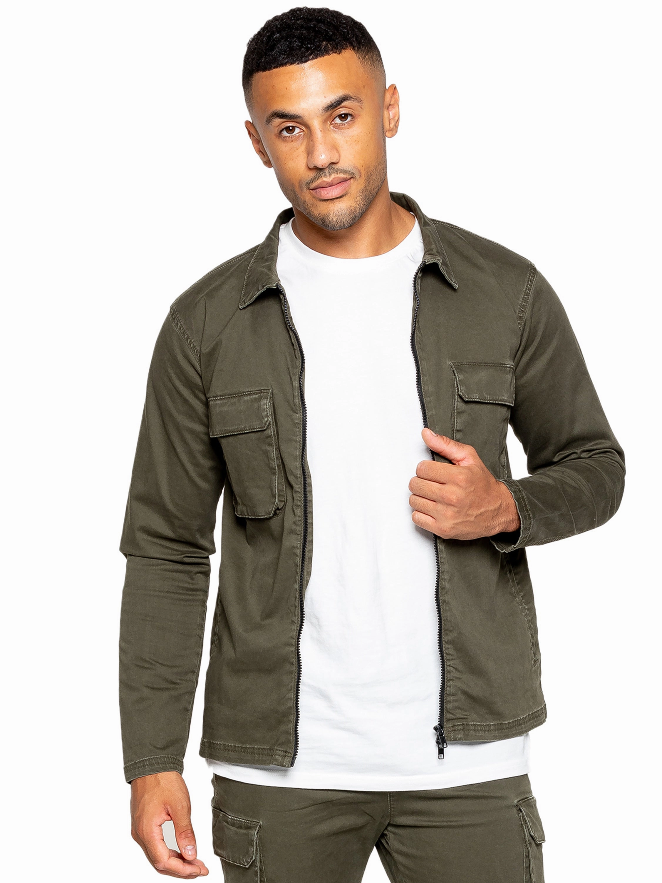 Enzo | Mens Cargo Overshirt Jacket Sticker backpack