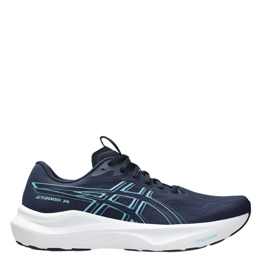 ASICS Men's GT-2000 v14 Running Shoes in Midnight/Still Water AW25 Reinforced Achilles Notch