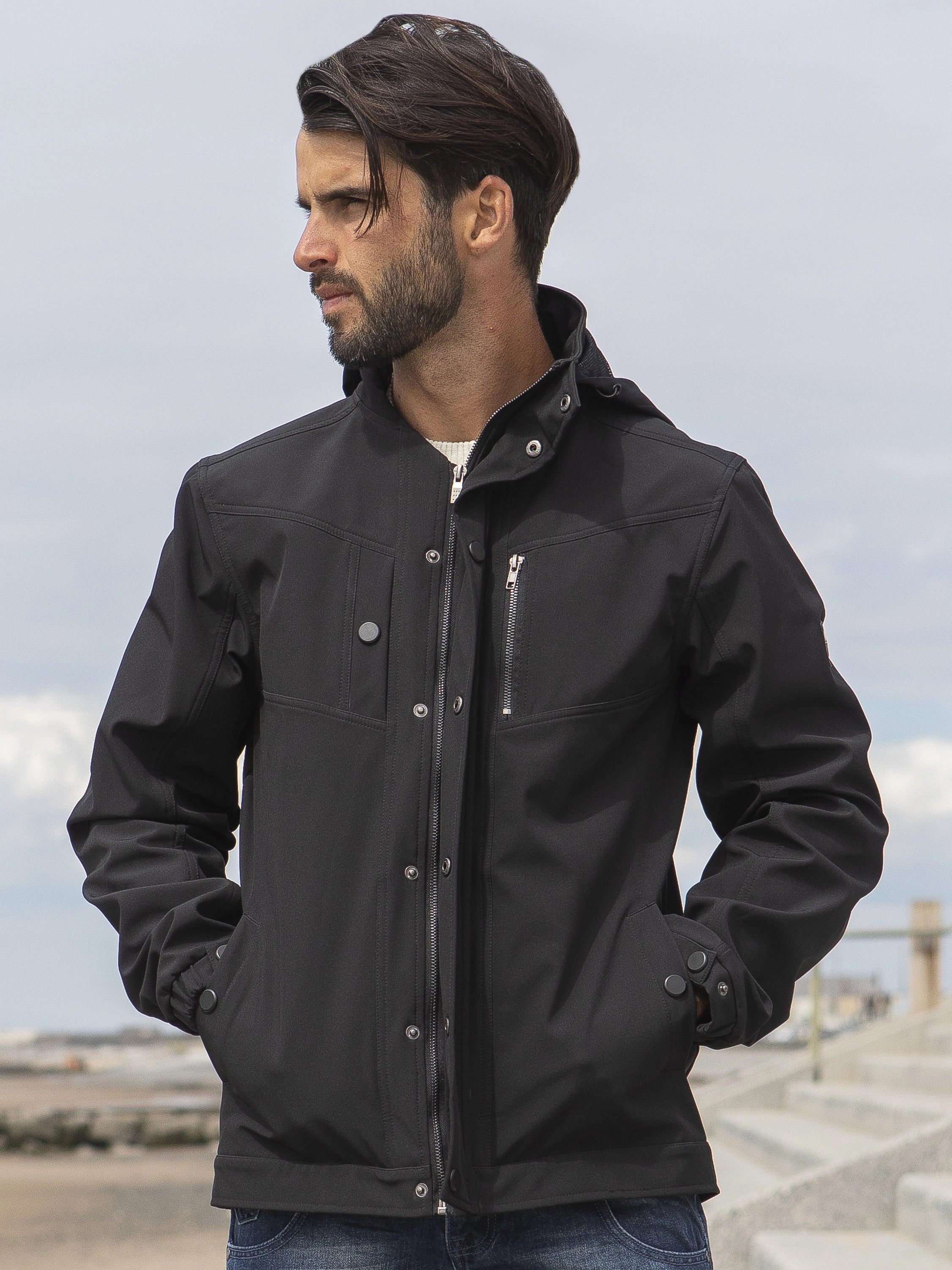 ETO Clearance | Designer Men's Black Zip Jacket Style React baristas campers