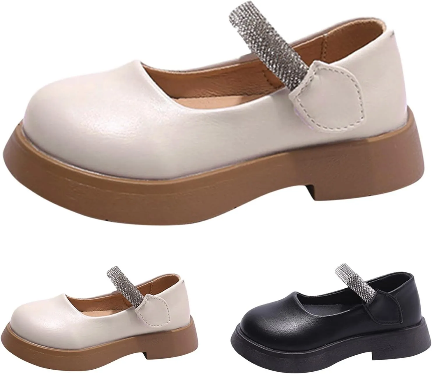 Fashion Four Seasons Children Casual Shoes Leather Shoes Thick Bottom Non Slip Hook Loop Leather Boots for Little Girls