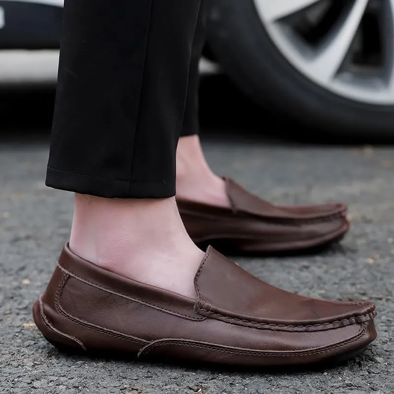 Fashion Loafers for Men PU Leather Driving Loafers Casual Round Toe Non Slip Anti-Slip Prom Slip-on