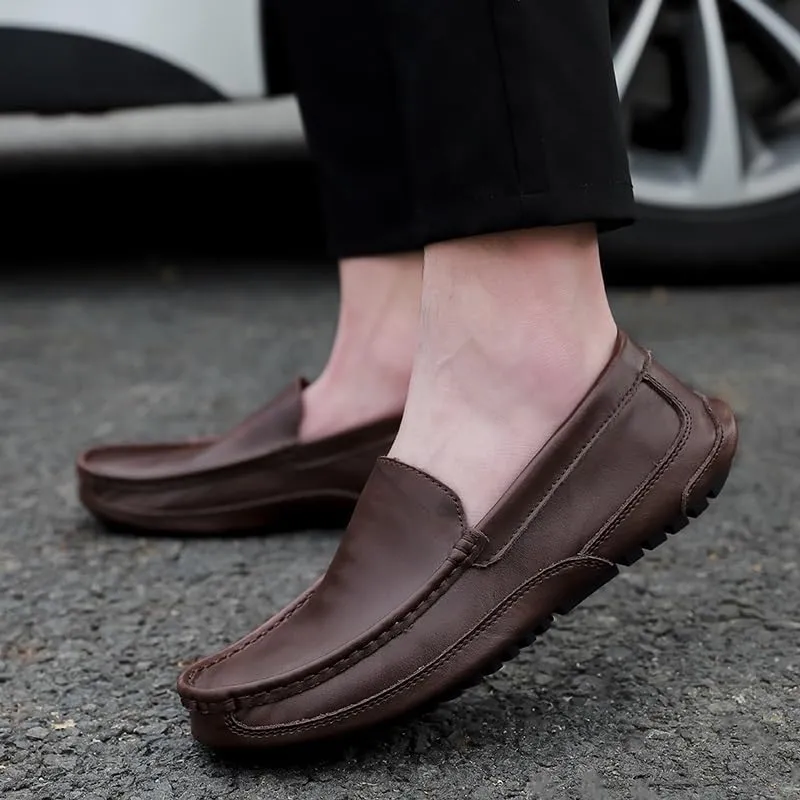 Fashion Loafers for Men PU Leather Driving Loafers Casual Round Toe Non Slip Anti-Slip Prom Slip-on