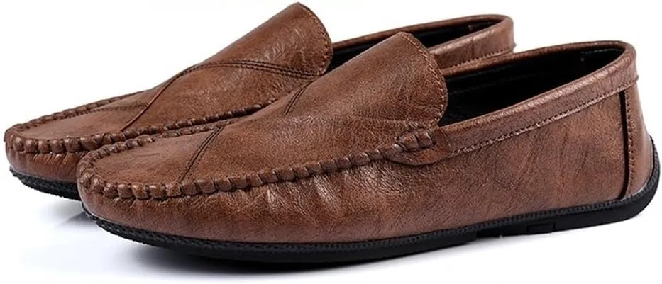Fashion Loafers for Men's Vegan Leather Casual Solid Color Tuxedo Wedding Heel Non Slip Anti-Slip Low Top Rubber Sole Formal