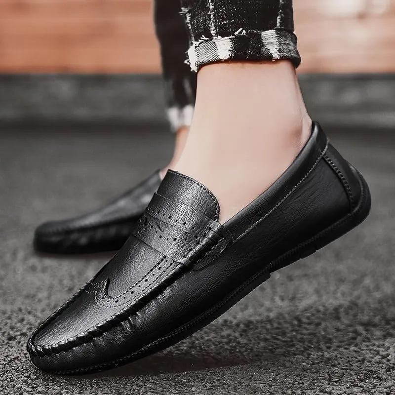 Fashion Men Loafers Faux Leather Working Tuxedo Round Toe Solid Color Prom Anti-Slip Non Slip Shoe Slip On
