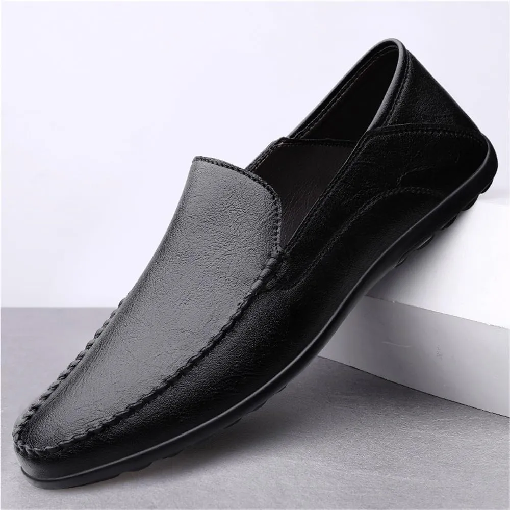 Fashion Men Loafers Pu Leather Wedding Round Toe Wedding Slip Resistant Block Heel Anti-Slip Rubber Sole Shoe Slip-on