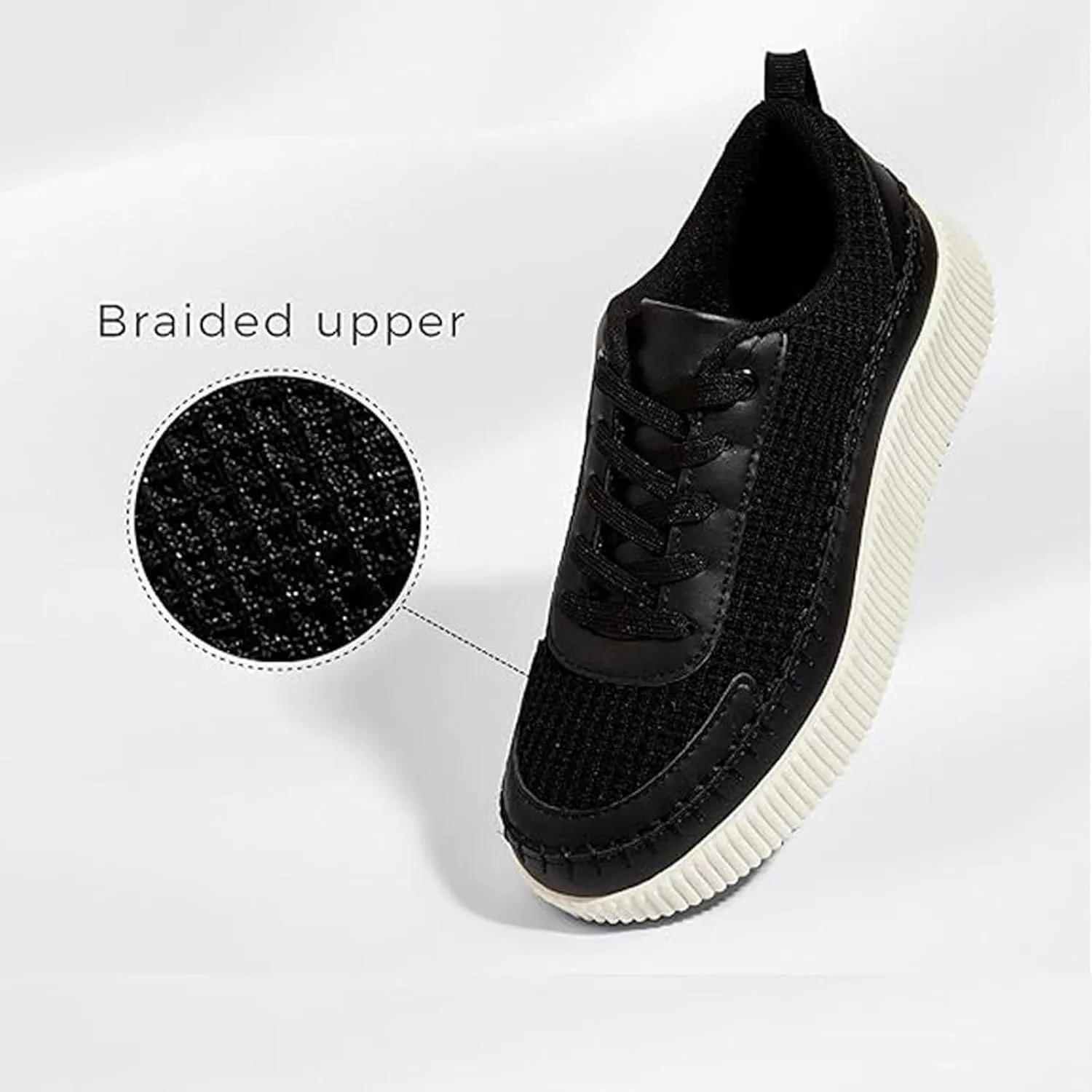 Fashion Sneakers For Women 2025 Platform,Womens White Platform Sneakers Canvas Platform Shoes for Women Black Casual Tennis Shoes Comfortable Walking Shoes for Women Slip on Lace Up Sneakers