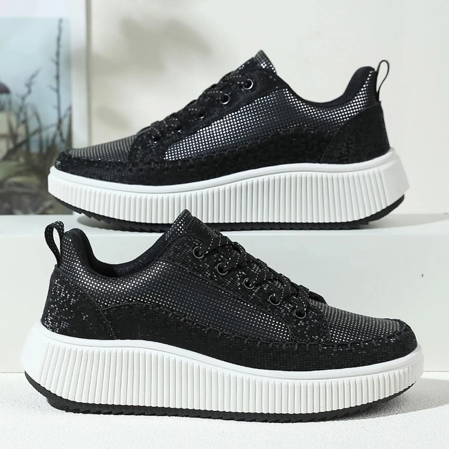 Fashion Sneakers For Women 2025 Platform,Womens White Platform Sneakers Canvas Platform Shoes for Women Black Casual Tennis Shoes Comfortable Walking Shoes for Women Slip on Lace Up Sneakers