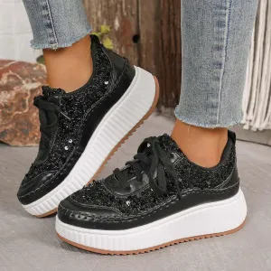Fashion Sneakers For Women 2025 Platform,Womens White Platform Sneakers Canvas Platform Shoes for Women Black Casual Tennis Shoes Comfortable Walking Shoes for Women Slip on Lace Up Sneakers