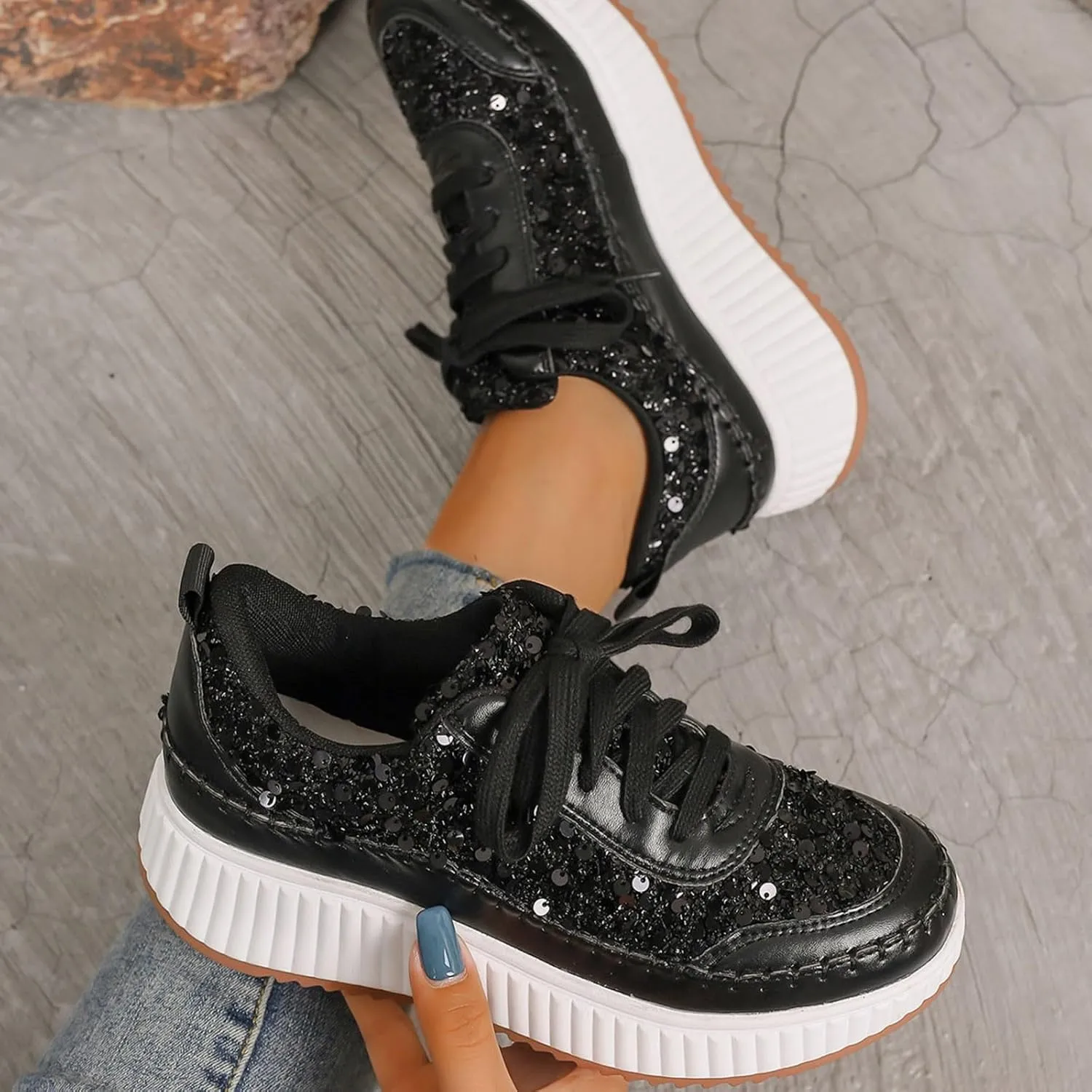 Fashion Sneakers For Women 2025 Platform,Womens White Platform Sneakers Canvas Platform Shoes for Women Black Casual Tennis Shoes Comfortable Walking Shoes for Women Slip on Lace Up Sneakers