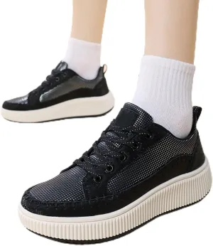 Fashion Sneakers For Women 2025 Platform,Womens White Platform Sneakers Canvas Platform Shoes for Women Black Casual Tennis Shoes Comfortable Walking Shoes for Women Slip on Lace Up Sneakers