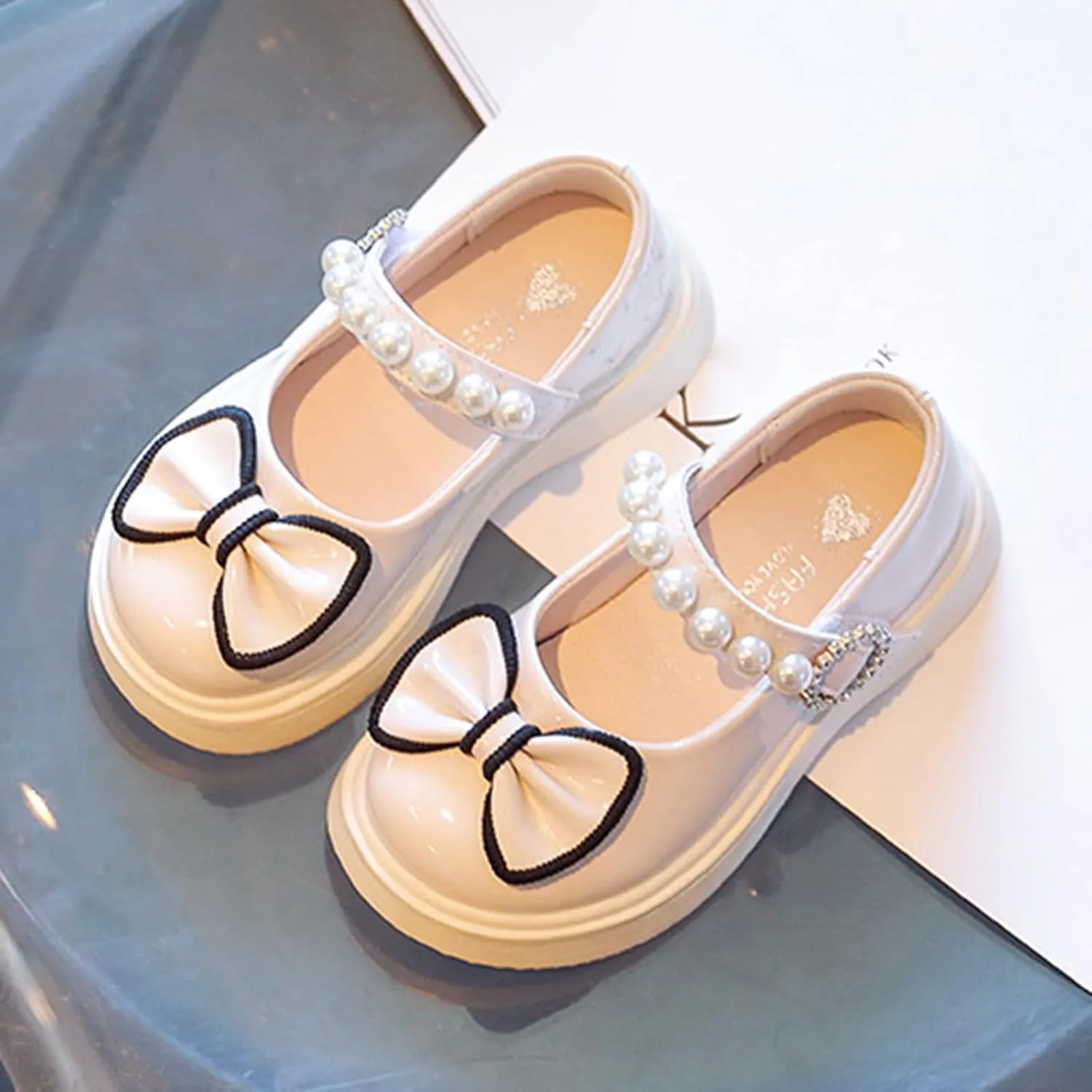 Fashion Spring Summer Children Casual Shoes Girls Dress Shoes Bowknot Pearl Hook Loop Children Rain Boots Girls