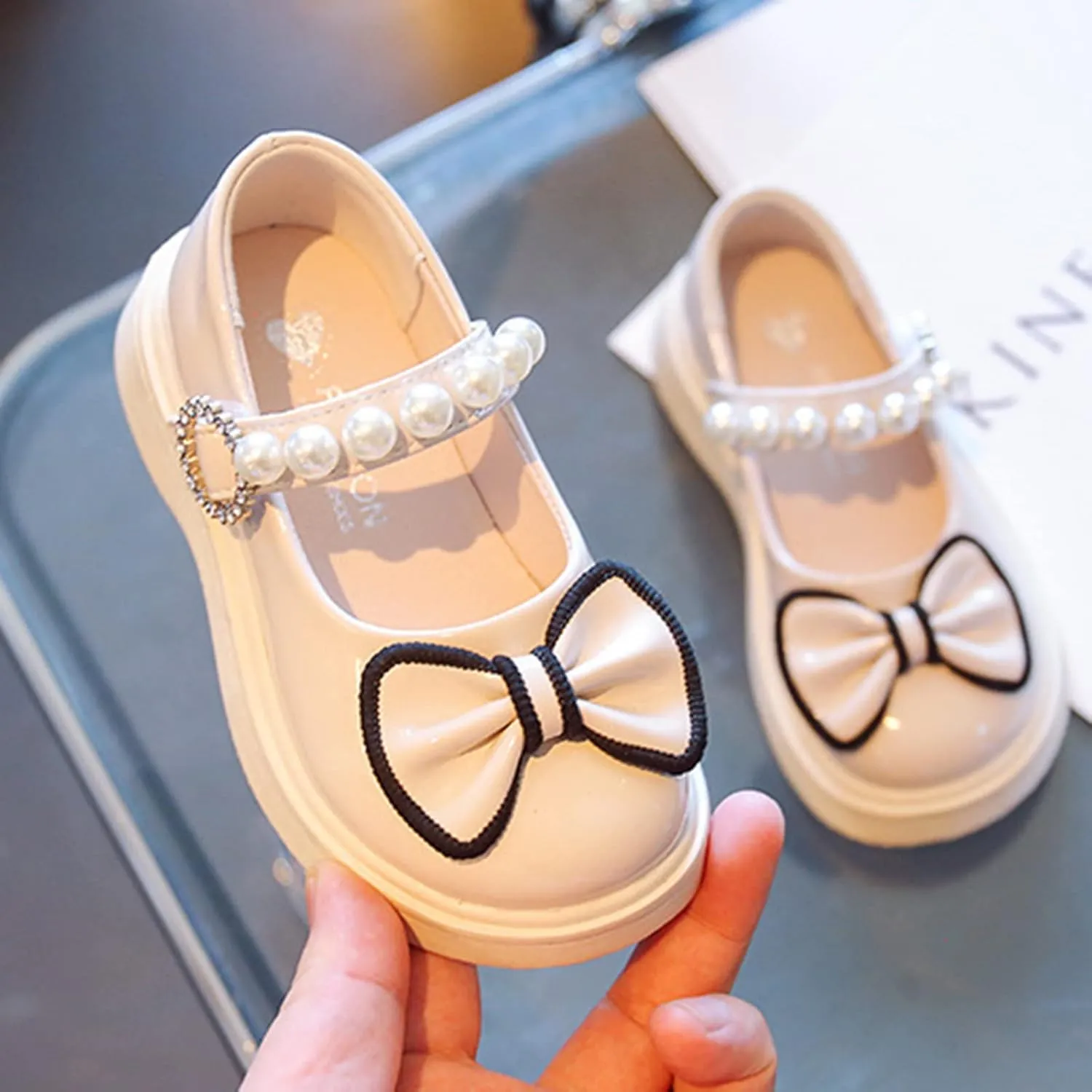 Fashion Spring Summer Children Casual Shoes Girls Dress Shoes Bowknot Pearl Hook Loop Children Rain Boots Girls