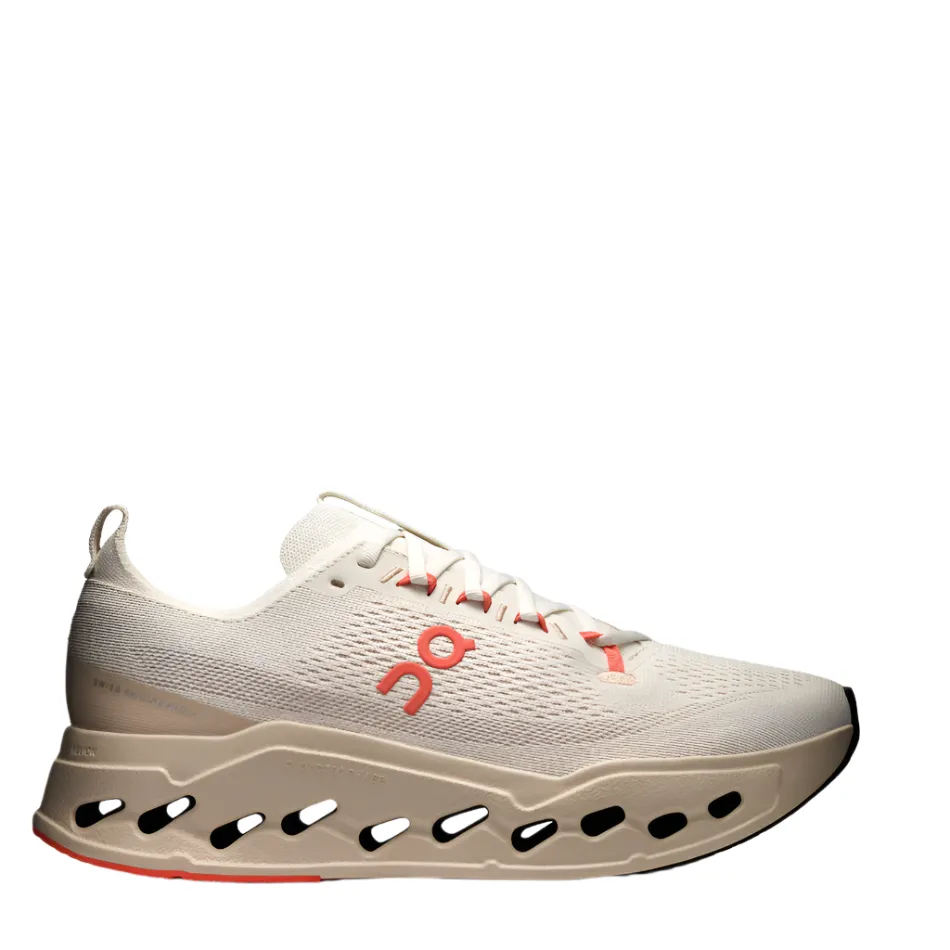 On Men's Cloudsurfer Max Running Shoes in Ivory/Salmon AW25 lower - back support