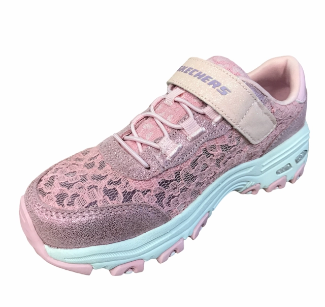 Skechers scarpa sneakers da ragazza D'Lites Lil Lace Gal 664086L LTPK rosa Adaptive Heel Cup sock liner
