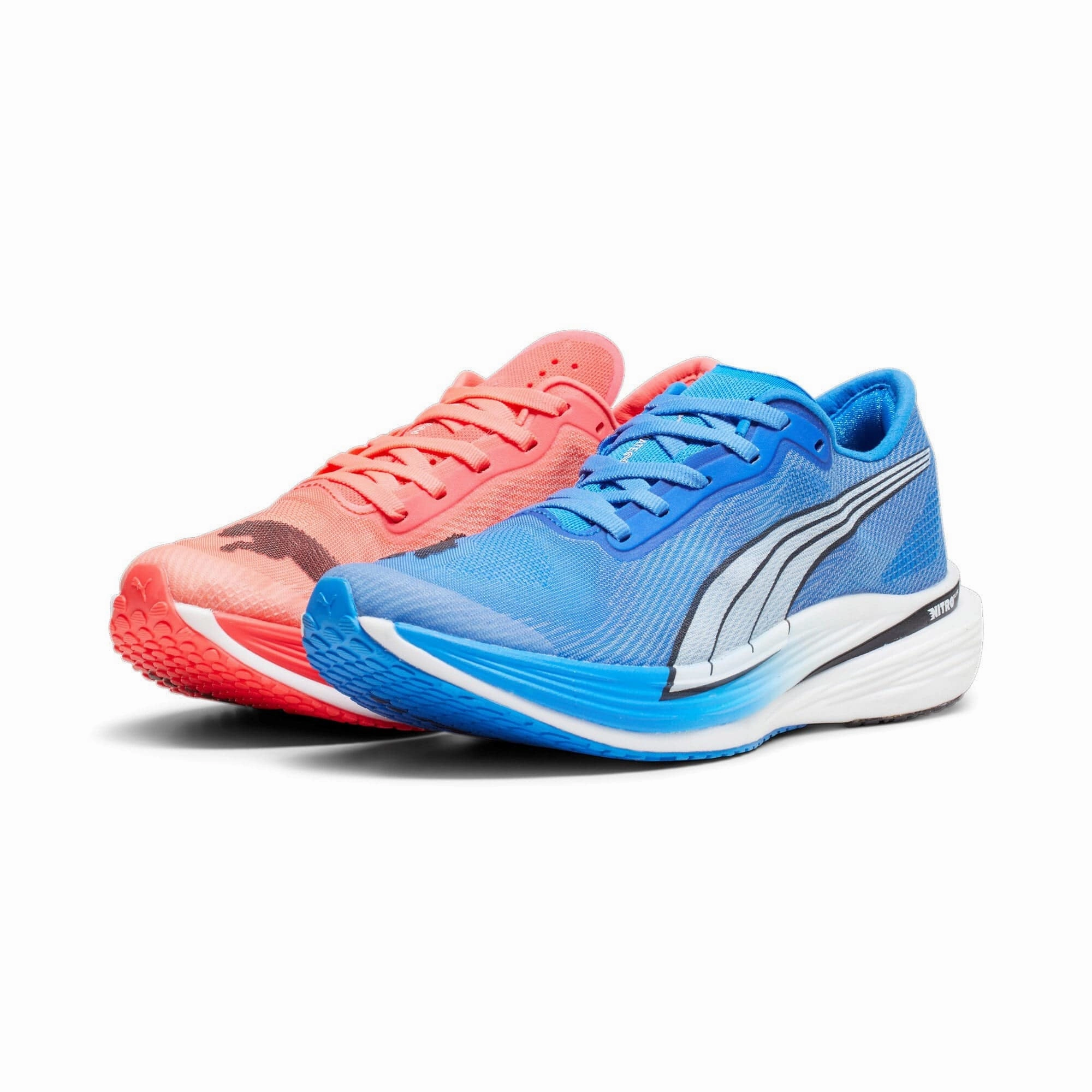 Puma Women's  Deviate Nitro Elite 2 Wns Fire Orchid-Ultra Blue running in a geyser area shoes Smooth Motion