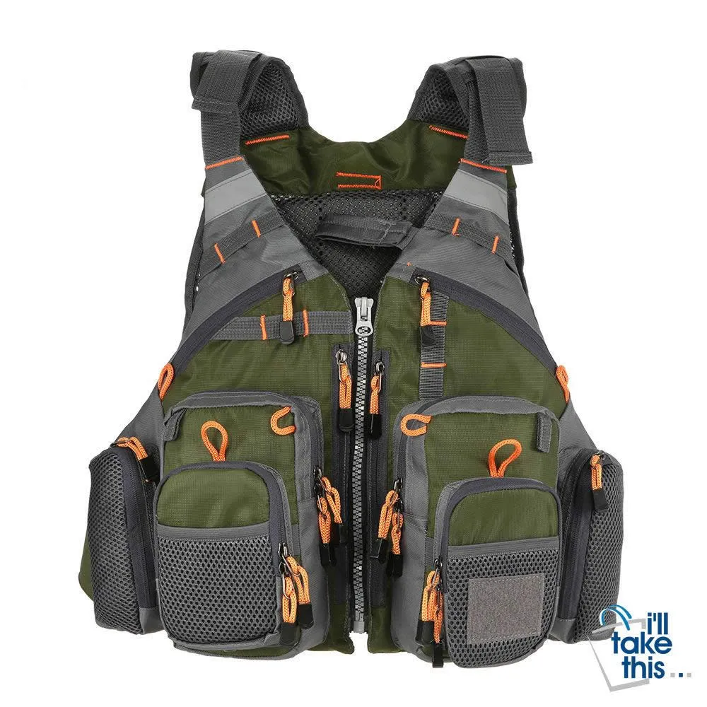 Fishing Vest and/or Life Jacket Ideal for ROCK, Boat or Rapids Fishing with Flotation inbuilt