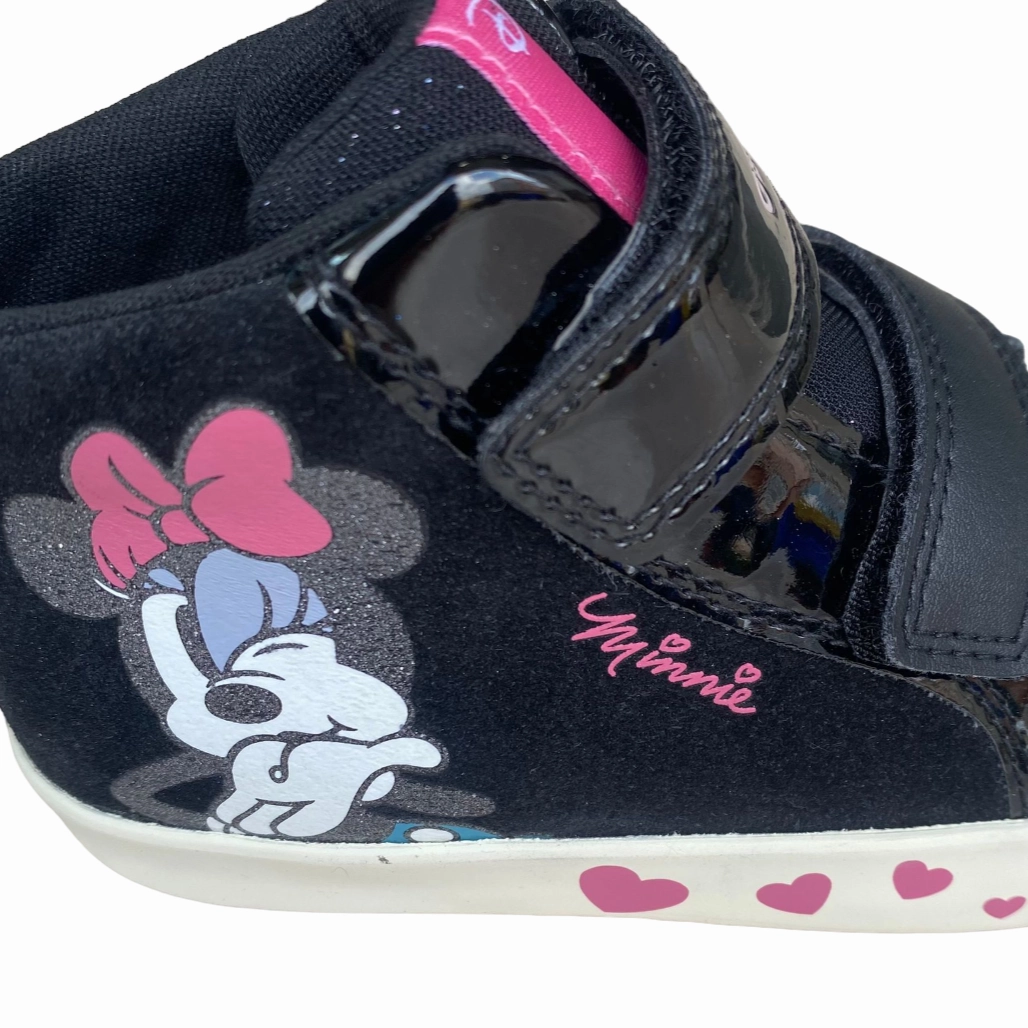 Geox scarpa sneakers con strappo da bambina Kilwi Minnie B46D5B 022HH C9289 nero-rosa wide - base - feature shoes