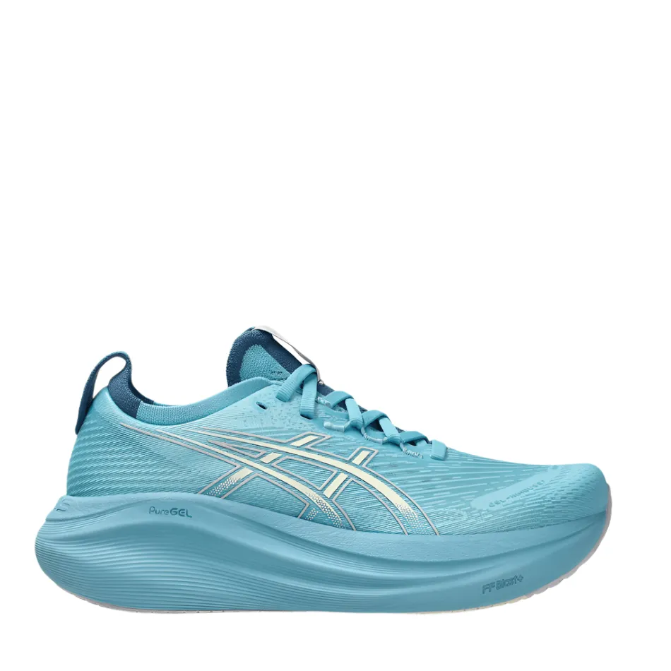 Ultra-soft breathability Quick Trip ASICS Women's GEL-NIMBUS 27 Running Shoes in Still Water/Cream AW25