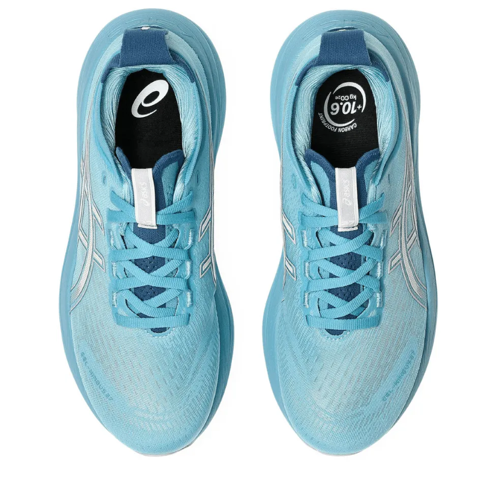 Durable Ripstop Upper ASICS Women's GEL-NIMBUS 27 Running Shoes in Still Water/Cream AW25