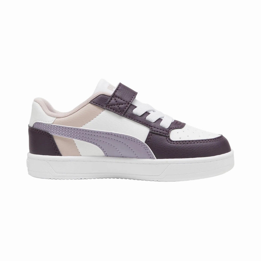 Ventilation Technology Puma scarpa sneaker da bambina con laccio elastico e velcro Caven 2.2 Block 394462-11 prugna-bianco