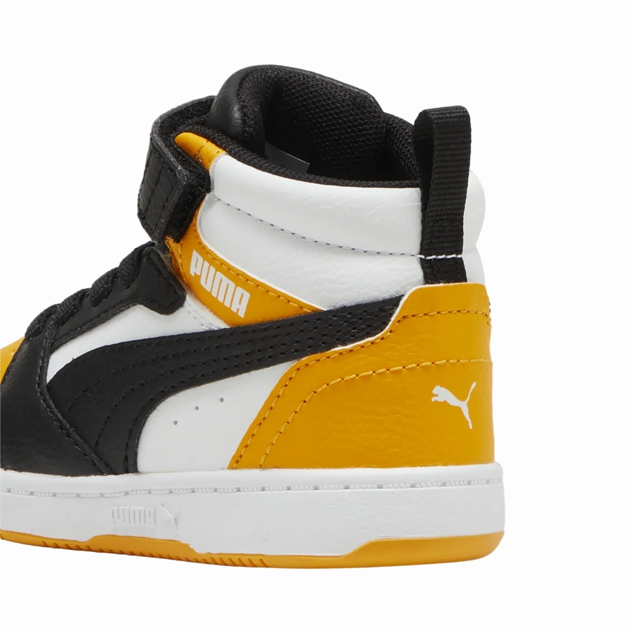 Puma scarpa da ginnastica alta da bambino Rebound V6 Mid 396542-19 nero-mandarino Regular Fit