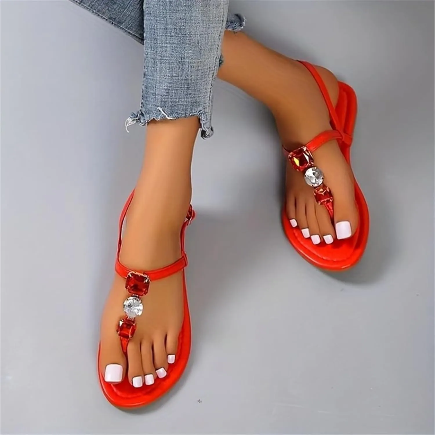 Flip Flops for Women Comfortable Beach Sandals Slip On Leather Thong Flat Sandals Close Back Flat Flip Flops