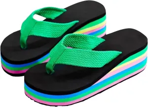 Flip Flops for Women Platform Wedge Cushioned Insole Arch Support Sandals Lightweight Comfort Walking Thong Sandals
