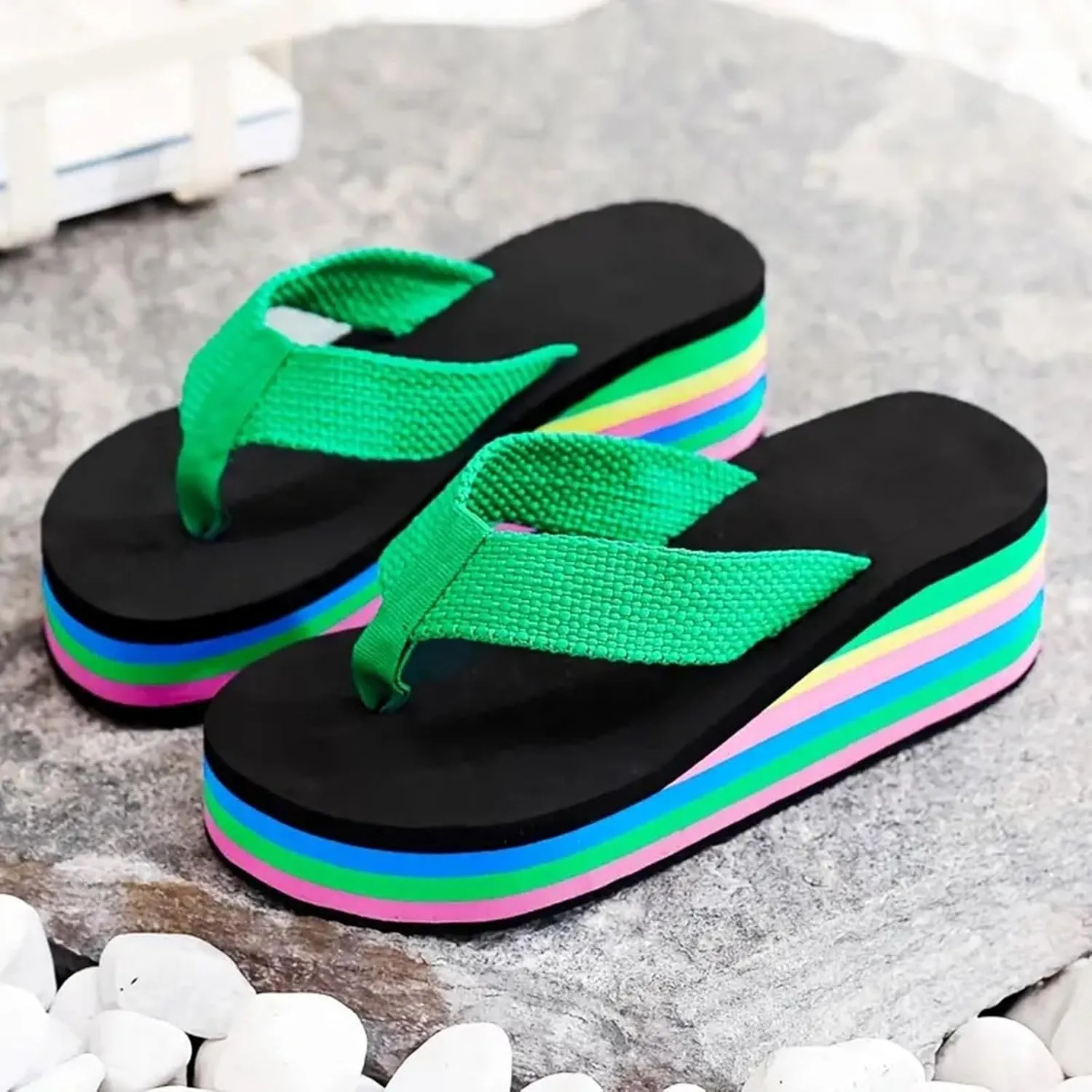 Flip Flops for Women Platform Wedge Cushioned Insole Arch Support Sandals Lightweight Comfort Walking Thong Sandals