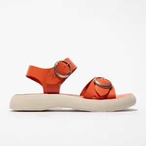 Fly London Women's BUNK604FLY Leather Buckle Sandals Scarlet Red