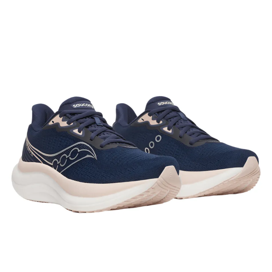 Saucony Women's Triumph 23 Running Shoes in Navy/Cameo AW25 Pressure Relief Insoles Soft Material
