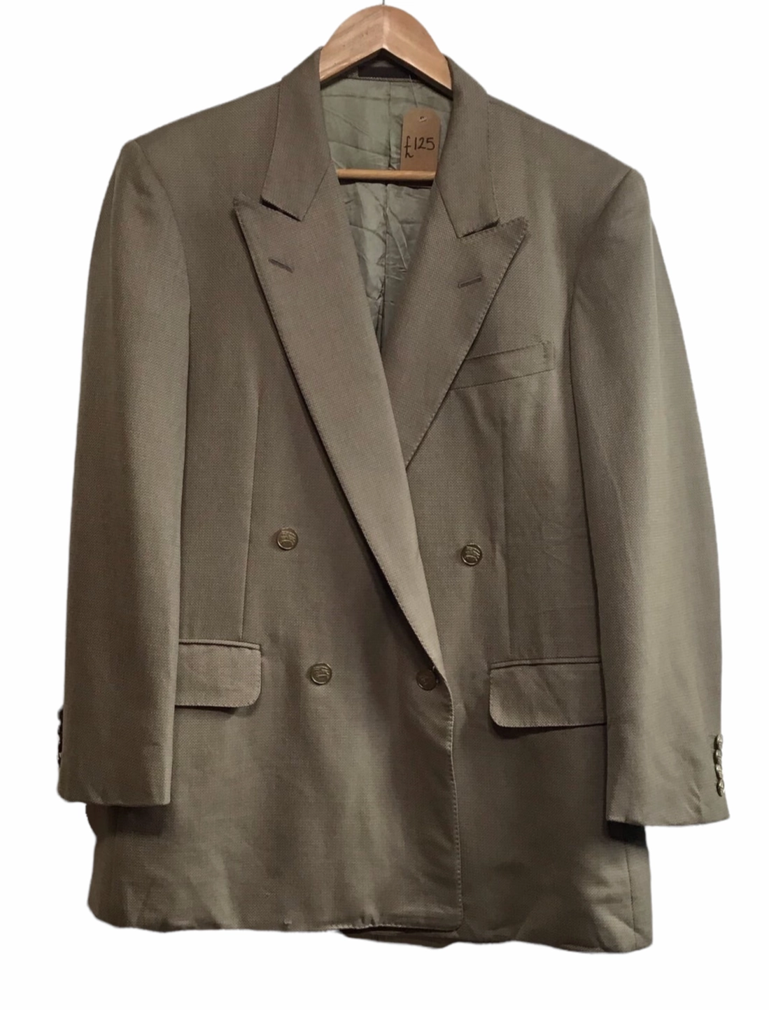 Water Resistant Burberry Mens Blazer with Champagne Burberry Logo Buttons (Size XL)