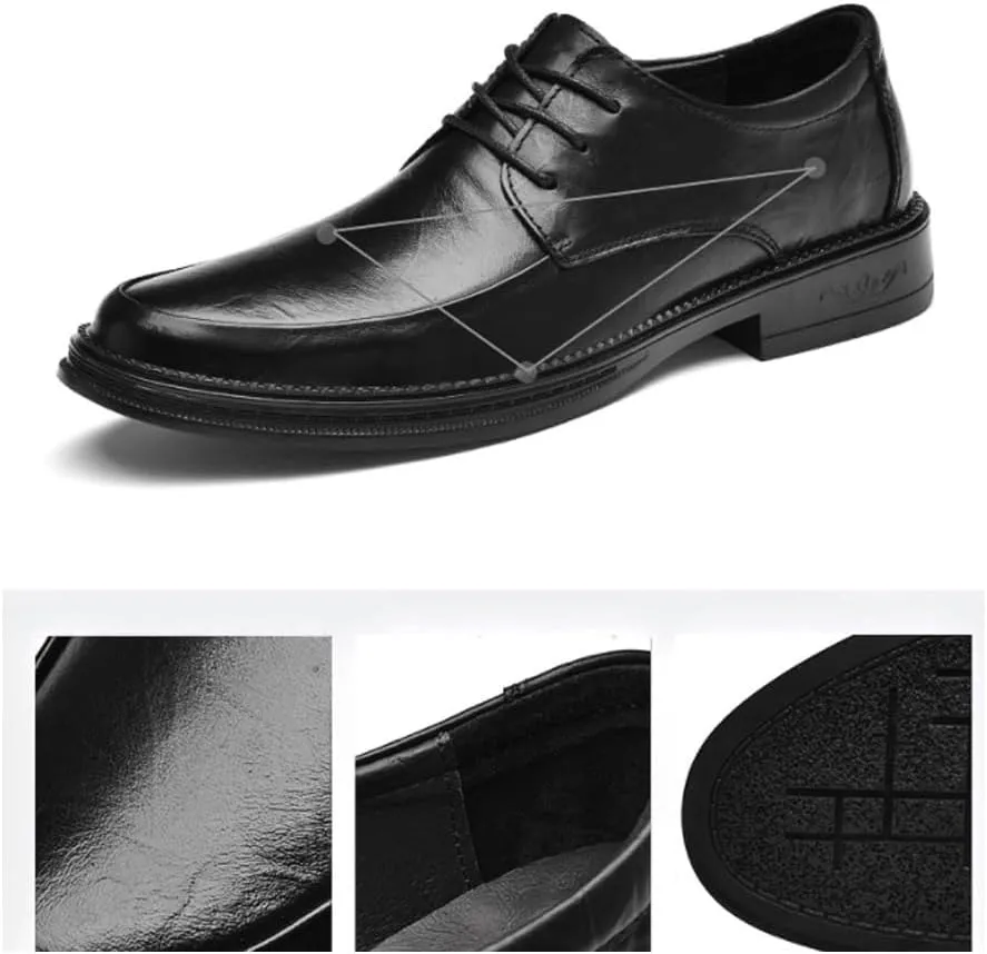 Formal Shoes Dress Oxford for Men Lace Up Pointed Toe Vegan Leather Cap Toe Oxford Shoes Rubber Sole Slip Resistant Low Top Block Heel Wedding