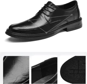 Formal Shoes Dress Oxford for Men Lace Up Pointed Toe Vegan Leather Cap Toe Oxford Shoes Rubber Sole Slip Resistant Low Top Block Heel Wedding