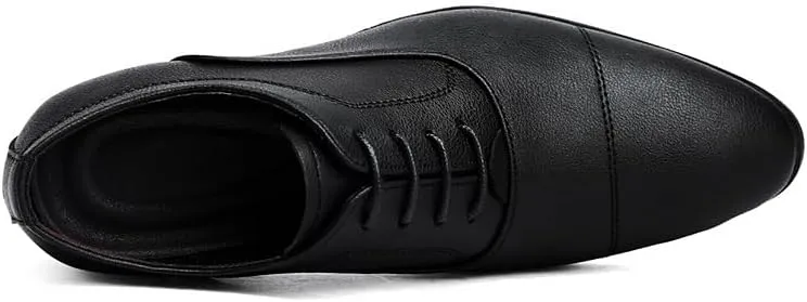 Formal Shoes for Men Lace Up Pointed Toe Vegan Leather Cap Toe Derby Shoes Low Top Anti-Slip Rubber Sole Resistant Non Slip Classic